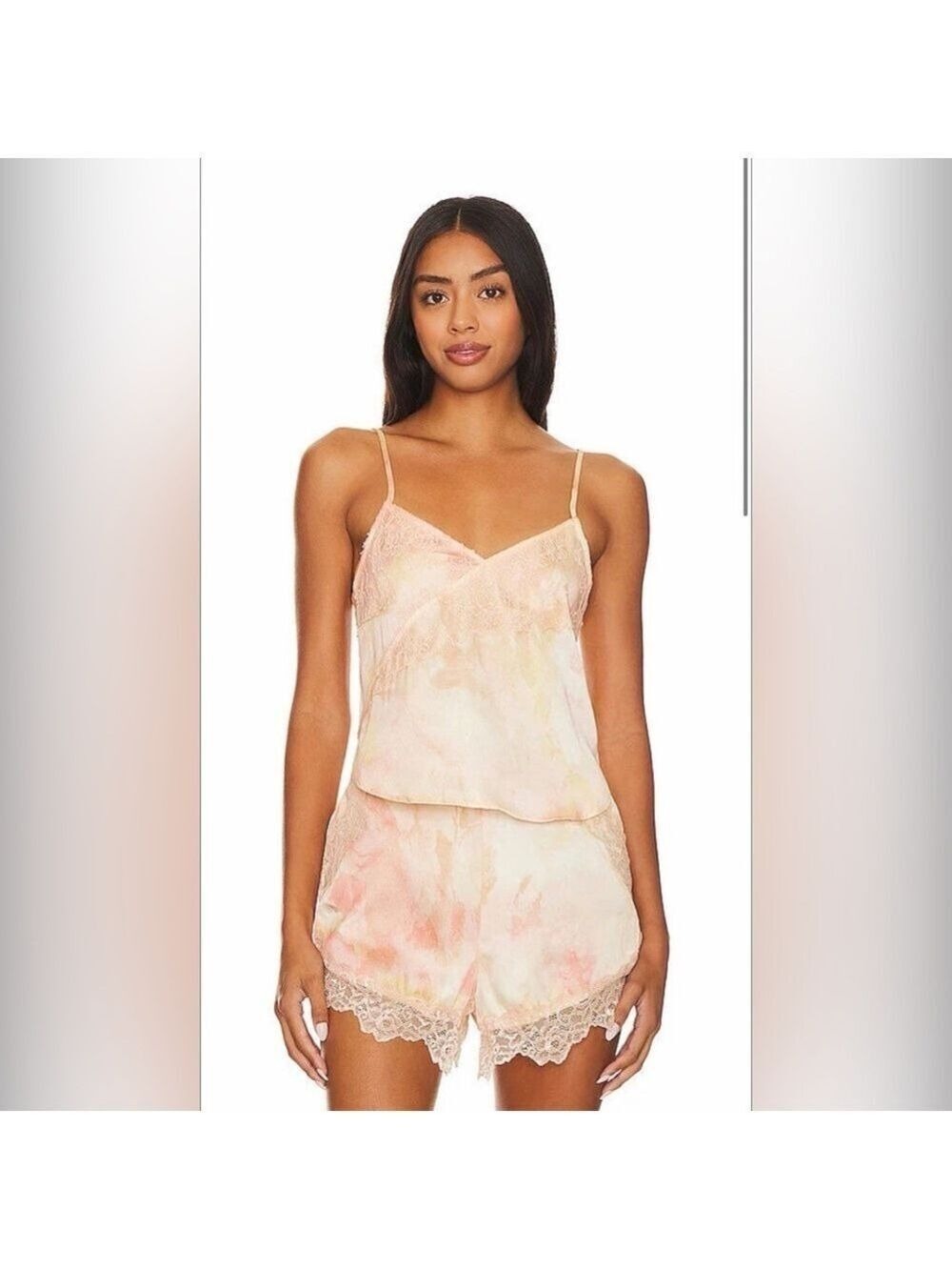 Intimately Free People FP MOONBEAMS SATIN CAMI IN BLUSH Lace Feminine NWT L